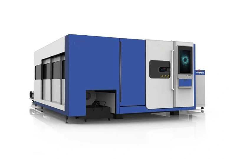 Máquina de corte a laser de folha e tubo com plataforma de troca e tampa